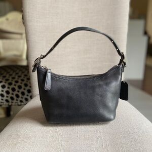 Vintage 90's Coach Black Leather Demi Baguette Bag Shoulder Bag Y2K